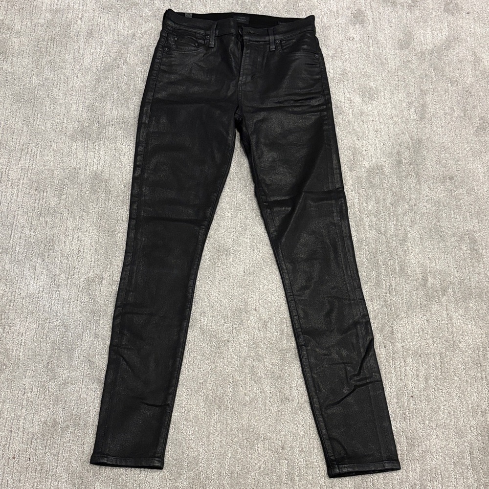 Citizens Of Humanity Rocket Black waxed high rise skinny Pants Sz 26